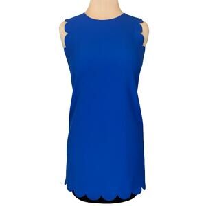 Crewcuts Blue Scallop Hem Dress Girls Sleeveless Shift Ponte Party